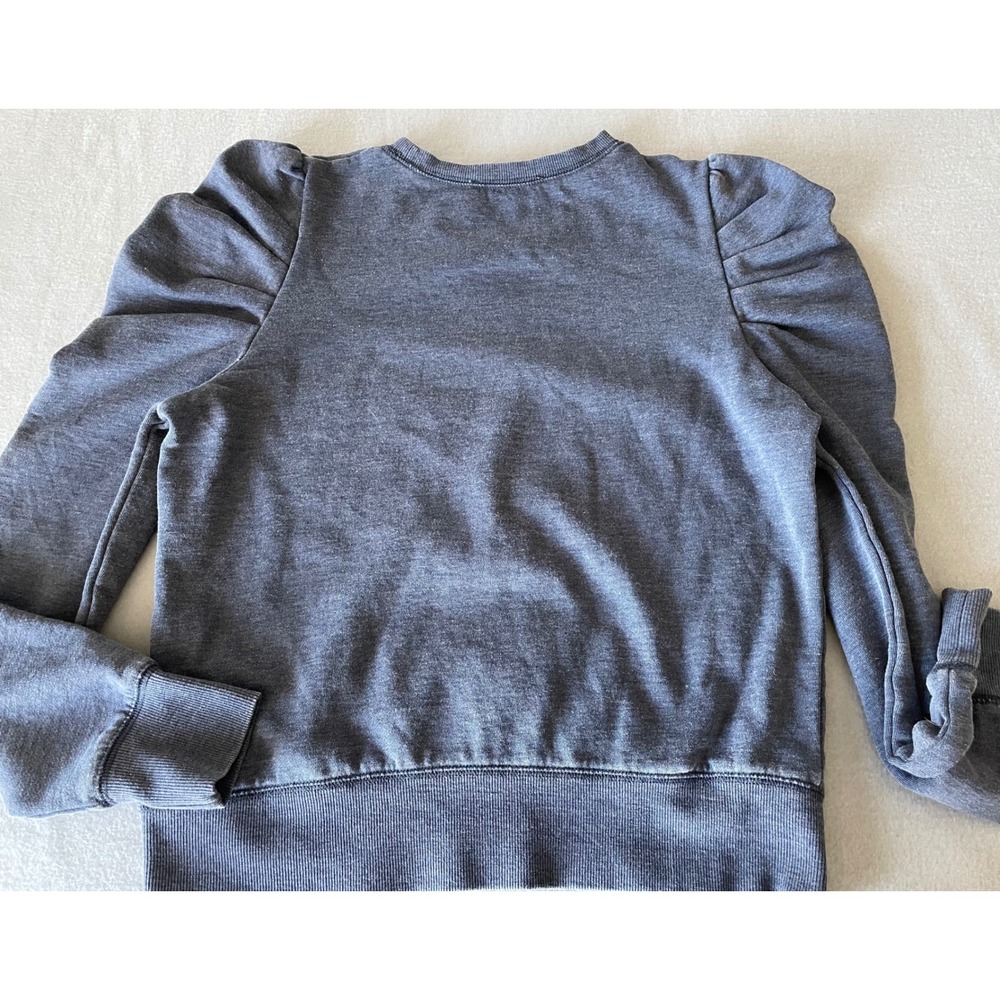 Rebecca Minkoff Faded Blue Puff Shoulder Sweatshirt Pleat Long Slve Crew Neck S